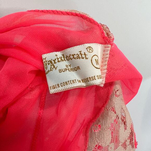 Vintage 60s Aristocraft Negligee Maxi Dress Neon Pink Lingerie Wedding - Picture 3 of 7